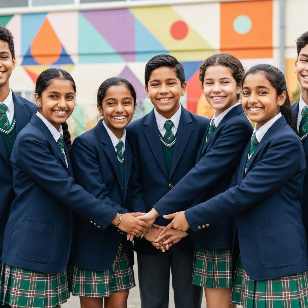 Students wearing Stitchlab school uniforms
